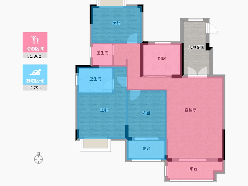 湖北省-武汉市-百瑞景滨江生活区-96.01-户型库-动静分区