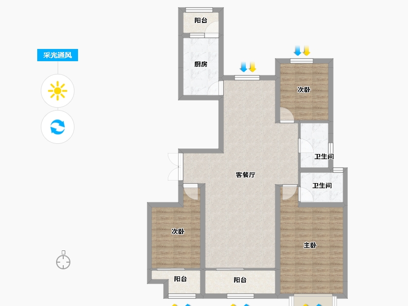 山东省-潍坊市-城投奥文公馆-103.50-户型库-采光通风