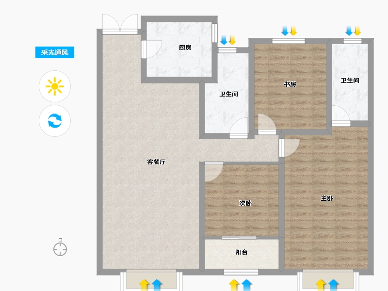 山东省-潍坊市-恒信天悦-109.23-户型库-采光通风