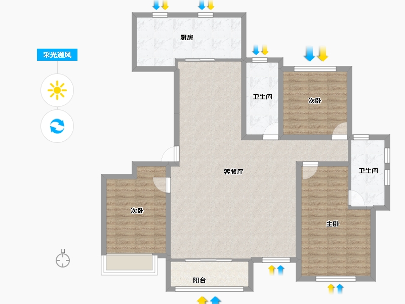 山东省-潍坊市-歌尔绿城-119.20-户型库-采光通风