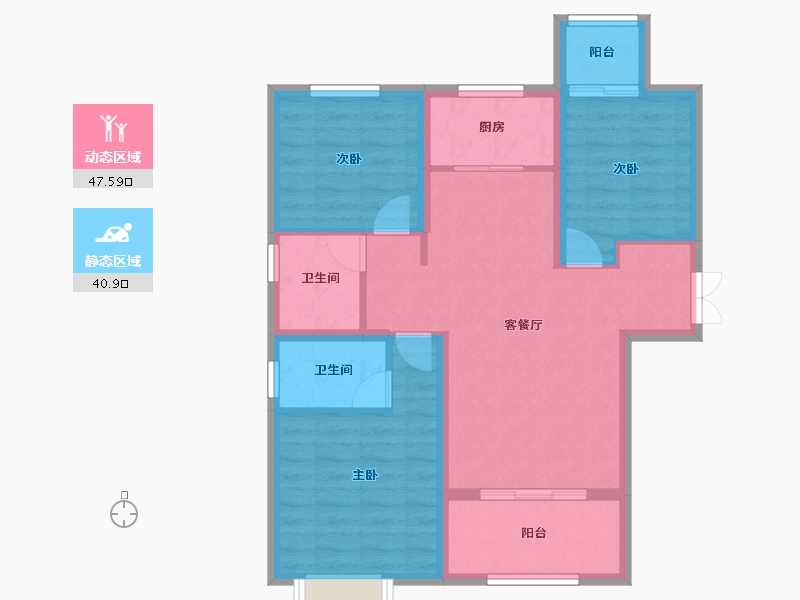 陕西省-西安市-辰宇世纪城-78.80-户型库-动静分区