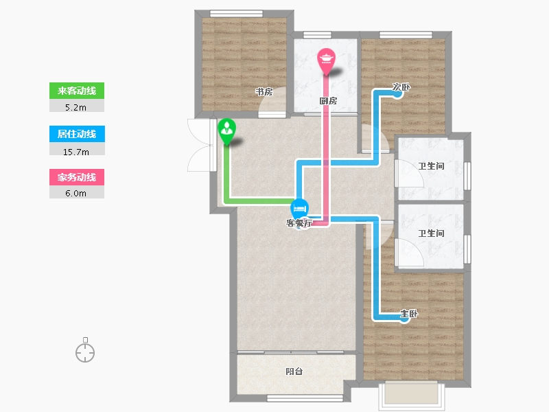 陕西省-西安市-周至龙记观园-102.54-户型库-动静线