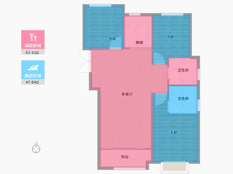 陕西省-西安市-周至龙记观园-102.54-户型库-动静分区