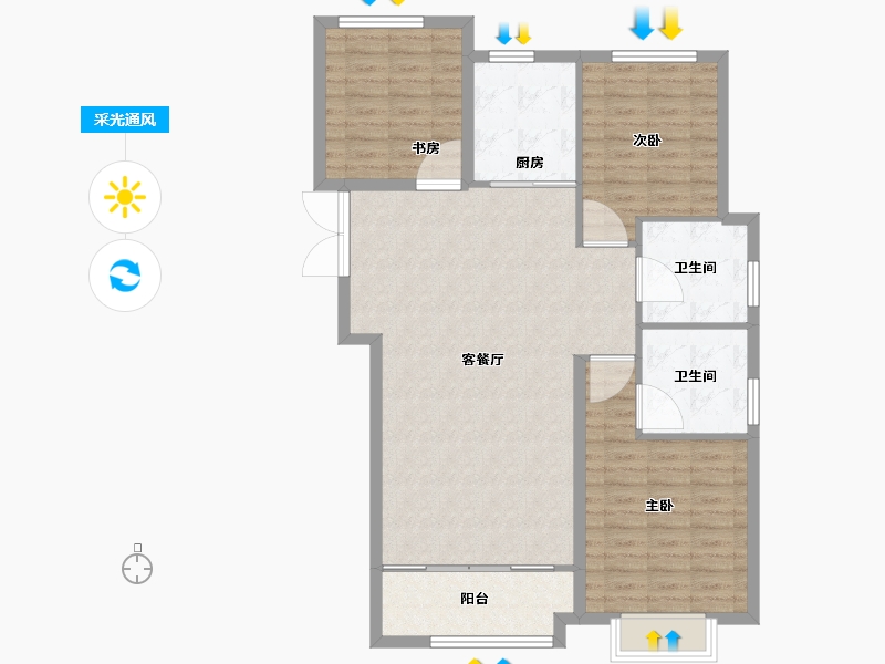 陕西省-西安市-周至龙记观园-102.54-户型库-采光通风