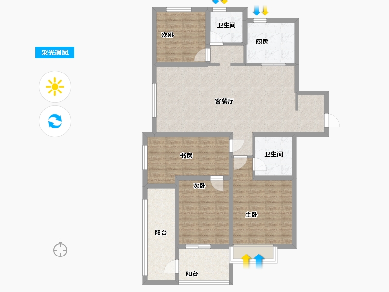 山东省-潍坊市-歌尔绿城-112.00-户型库-采光通风