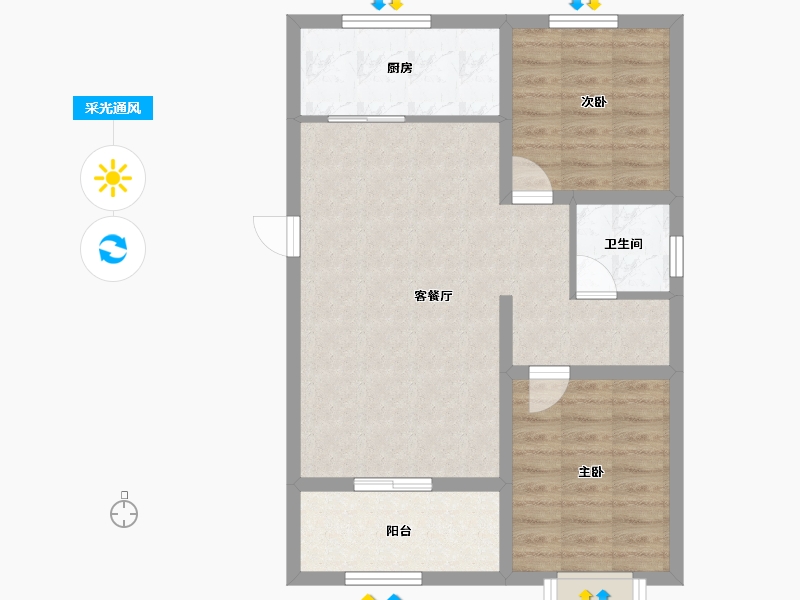 河北省-石家庄市-三盛·明瀚·璞悦长安-69.61-户型库-采光通风