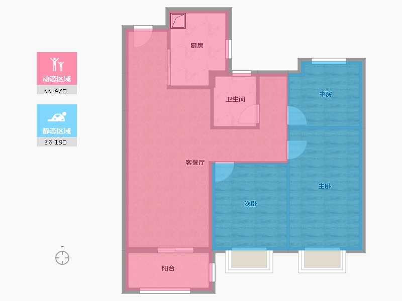 湖北省-武汉市-​万科华生柏叶新城-82.40-户型库-动静分区