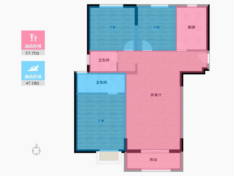 湖北省-武汉市-​万科高尔夫熙岸-95.20-户型库-动静分区