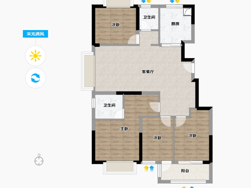 江苏省-无锡市-栖霞天樾府-97.63-户型库-采光通风