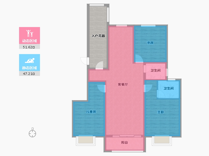 陕西省-西安市-周至龙记观园-99.53-户型库-动静分区