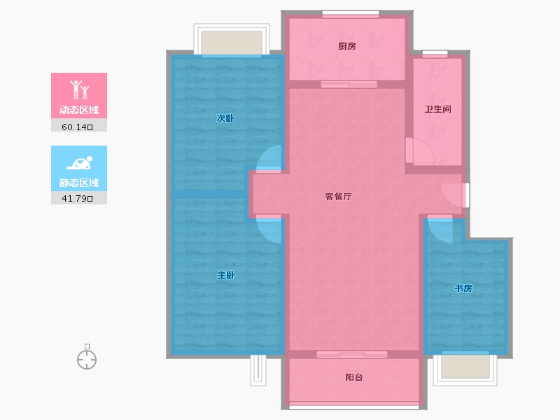 陕西省-西安市-天鹅湖-90.95-户型库-动静分区