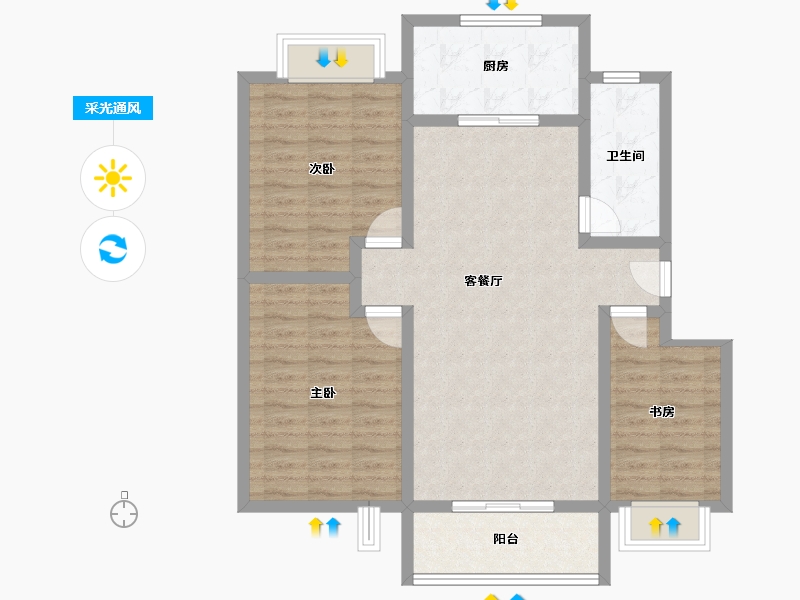 陕西省-西安市-天鹅湖-90.95-户型库-采光通风