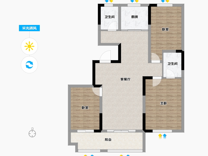 山东省-临沂市-城建·锦绣里-102.40-户型库-采光通风