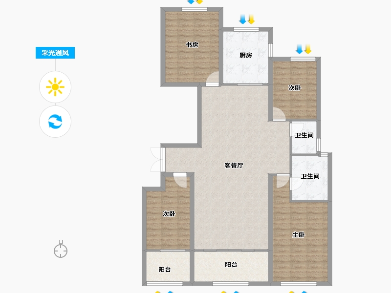 山东省-潍坊市-城投奥文公馆-134.25-户型库-采光通风