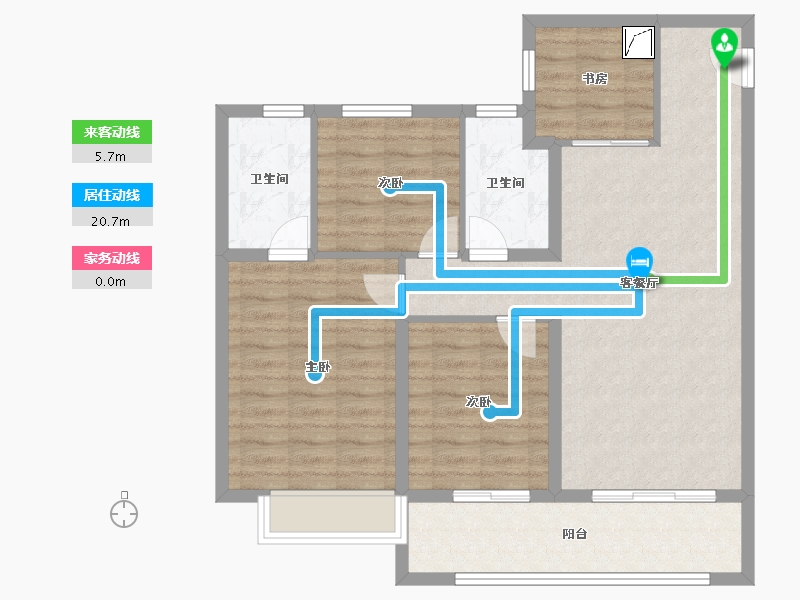 江苏省-无锡市-玫瑰公馆-90.44-户型库-动静线