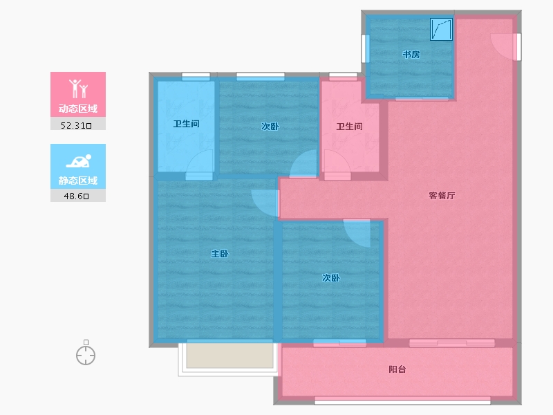 江苏省-无锡市-玫瑰公馆-90.44-户型库-动静分区