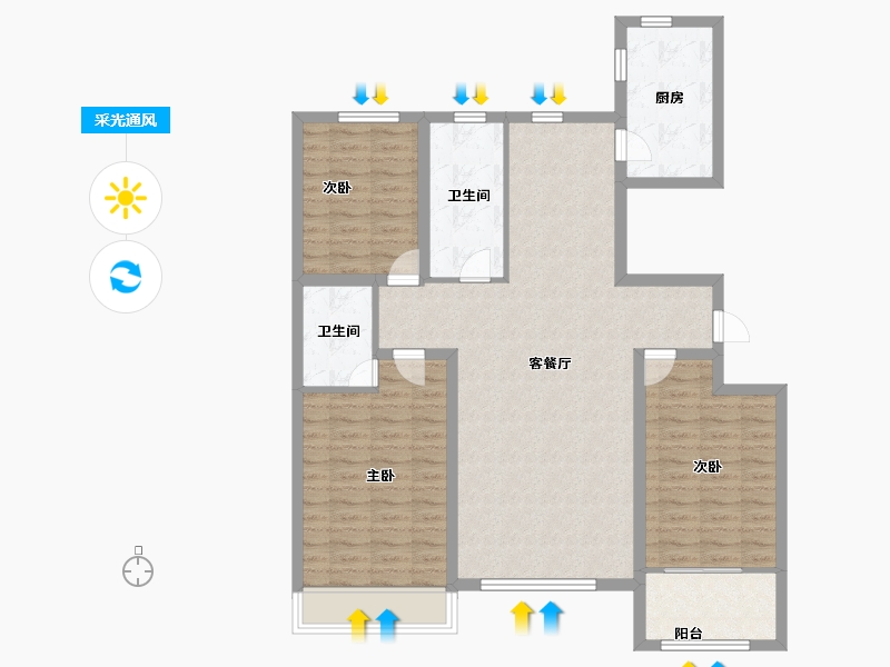 山东省-潍坊市-东方天韵韵和园-106.00-户型库-采光通风