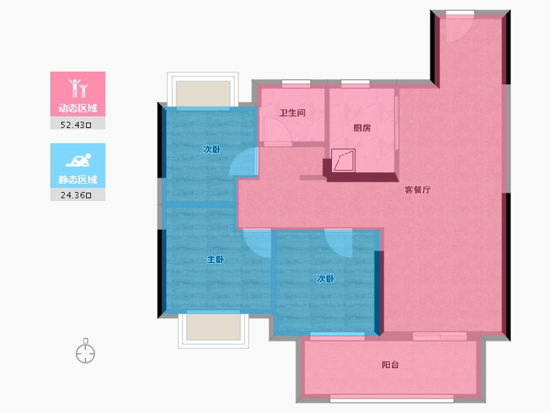 湖北省-武汉市-中奥星耀天悦-68.00-户型库-动静分区