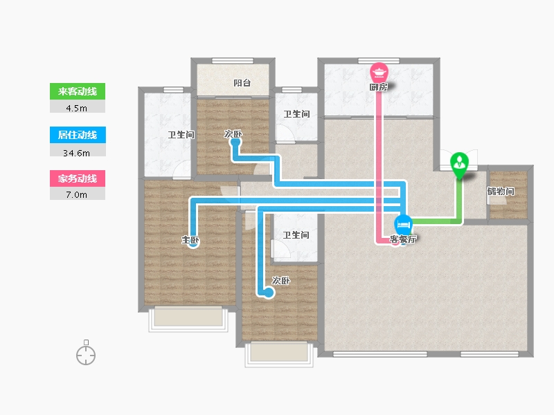 陕西省-西安市-老城根·蓝光雍锦世家-153.77-户型库-动静线