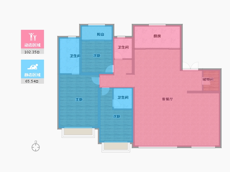 陕西省-西安市-老城根·蓝光雍锦世家-153.77-户型库-动静分区