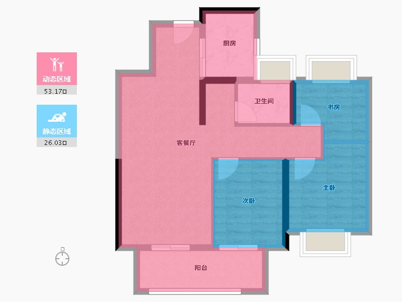 湖北省-武汉市-​博大学府城-70.65-户型库-动静分区