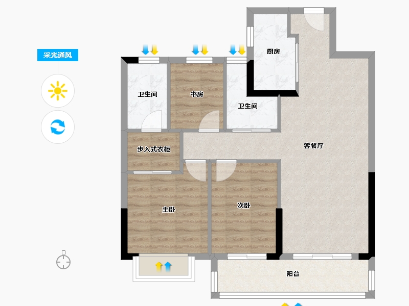 湖北省-武汉市-百瑞景滨江生活区-79.93-户型库-采光通风