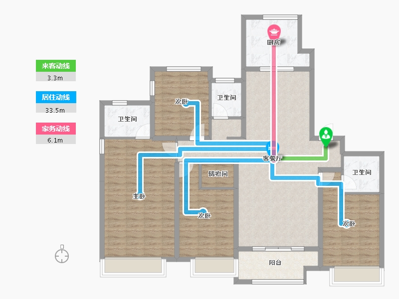 陕西省-西安市-西港碧水湾-132.22-户型库-动静线