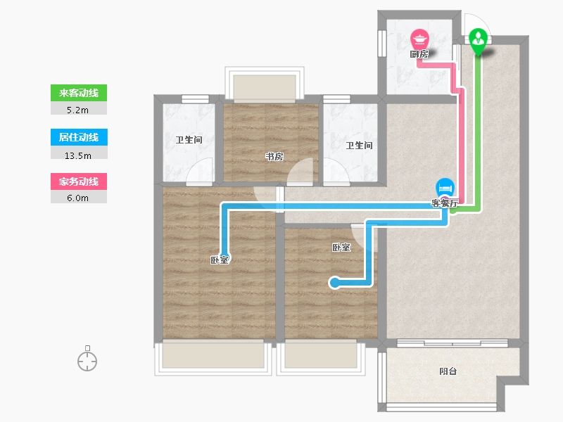 陕西省-西安市-万联锦绣翡翠湾-84.48-户型库-动静线