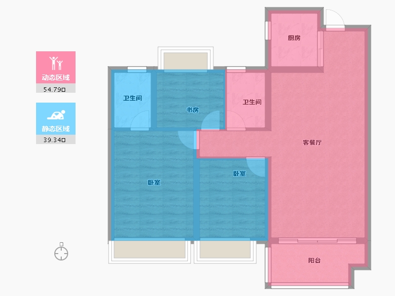 陕西省-西安市-万联锦绣翡翠湾-84.48-户型库-动静分区