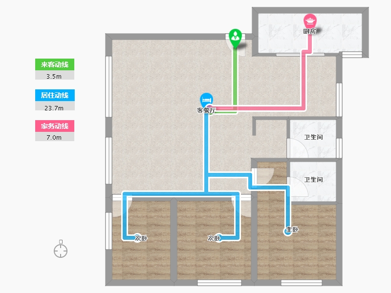 陕西省-西安市-当代宏府MOMA-86.61-户型库-动静线