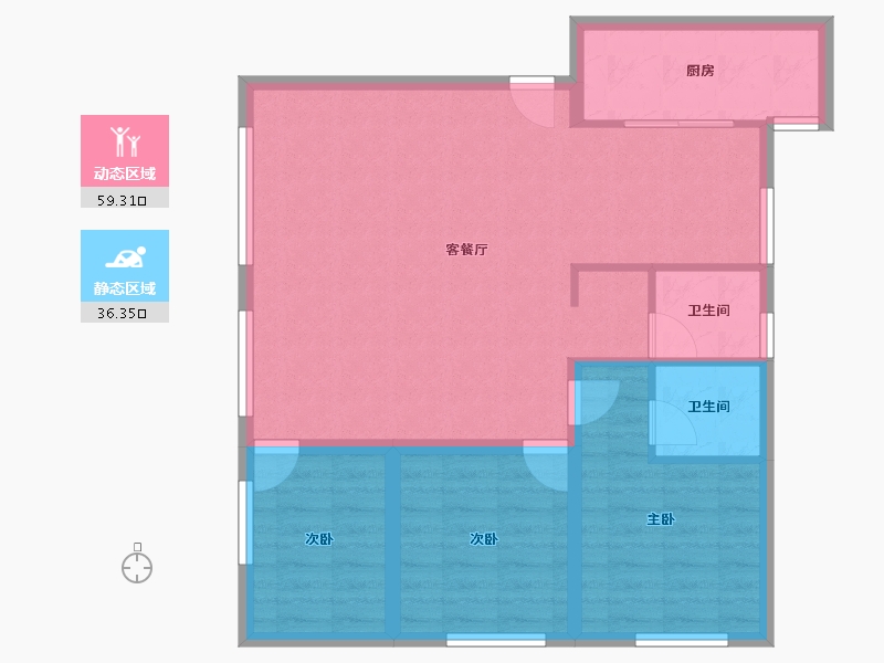 陕西省-西安市-当代宏府MOMA-86.61-户型库-动静分区