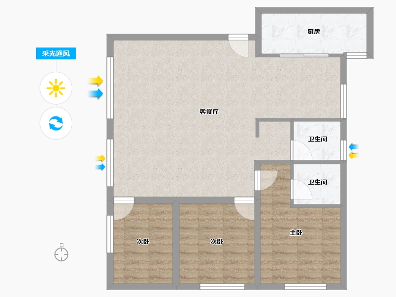 陕西省-西安市-当代宏府MOMA-86.61-户型库-采光通风