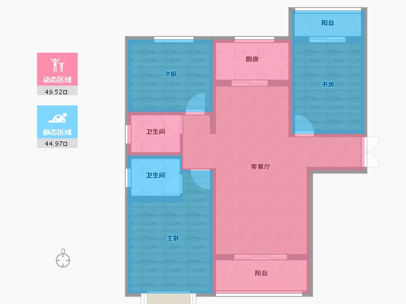 陕西省-西安市-天鹅湖-83.31-户型库-动静分区