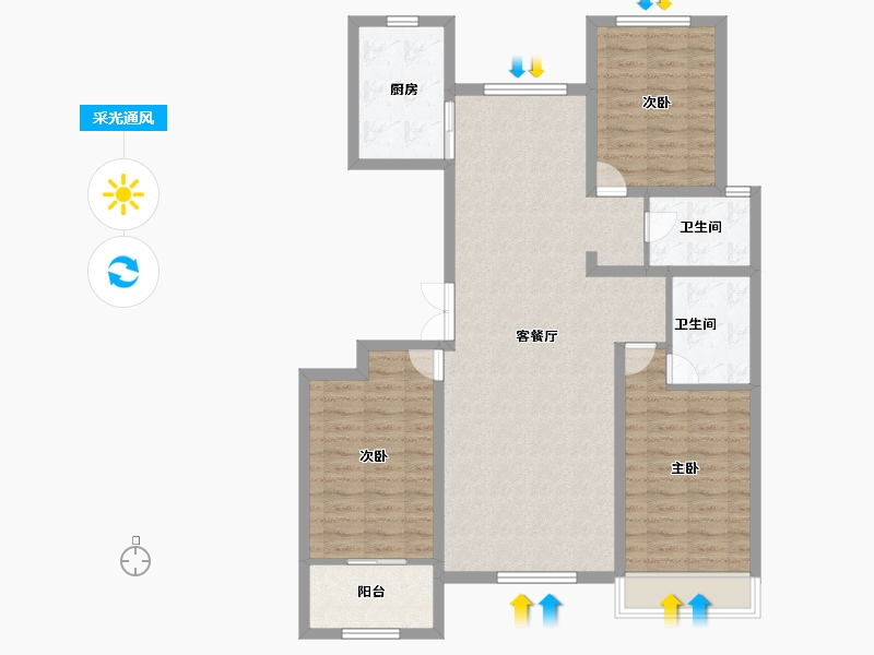 山东省-潍坊市-东方天韵韵和园-103.50-户型库-采光通风