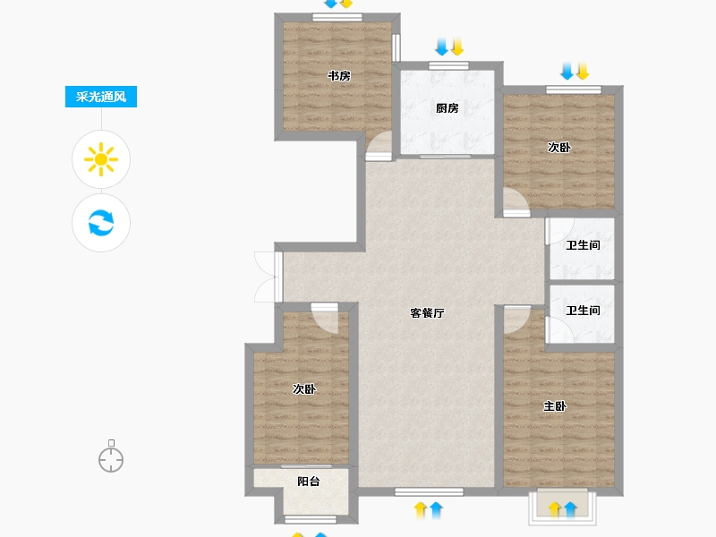 山东省-潍坊市-城投奥文公馆-110.24-户型库-采光通风