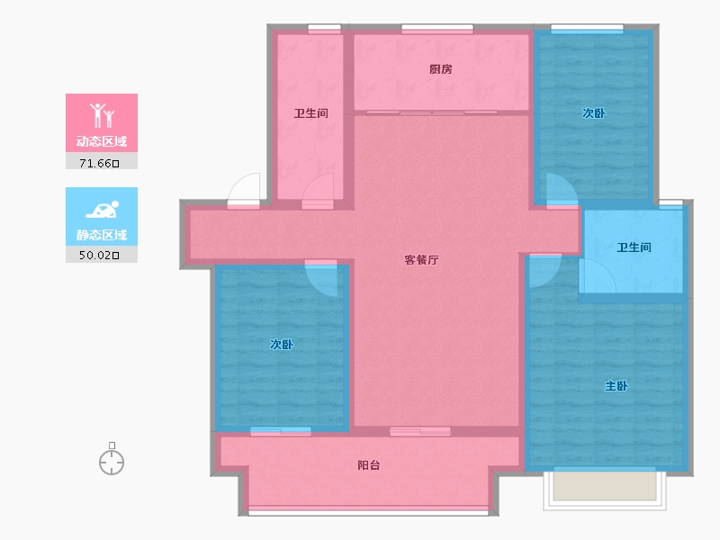 山东省-潍坊市-歌尔绿城-108.75-户型库-动静分区