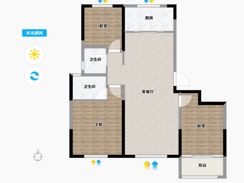 山东省-潍坊市-创投·潍州金谷-116.81-户型库-采光通风