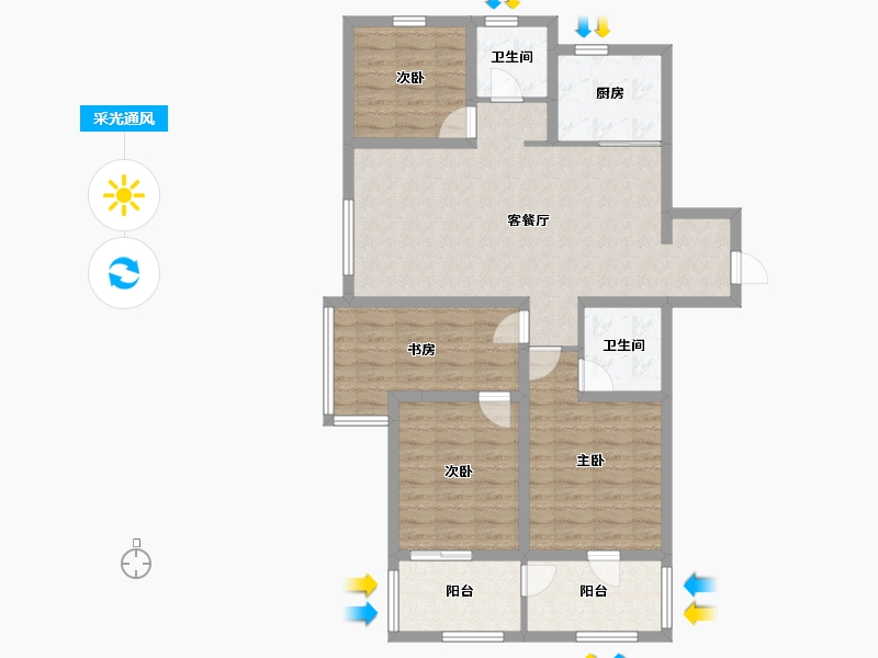 山东省-潍坊市-歌尔绿城-101.99-户型库-采光通风