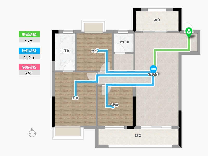 湖北省-武汉市-百瑞景滨江生活区-88.54-户型库-动静线