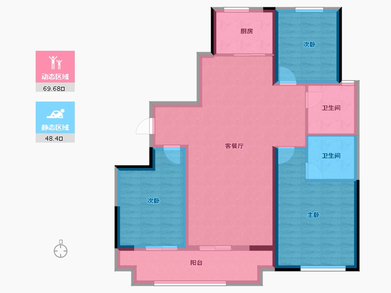 山东省-潍坊市-歌尔绿城-106.39-户型库-动静分区