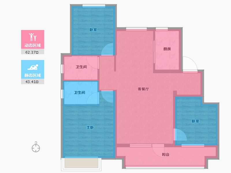 山东省-烟台市-中梁拾光里-94.41-户型库-动静分区