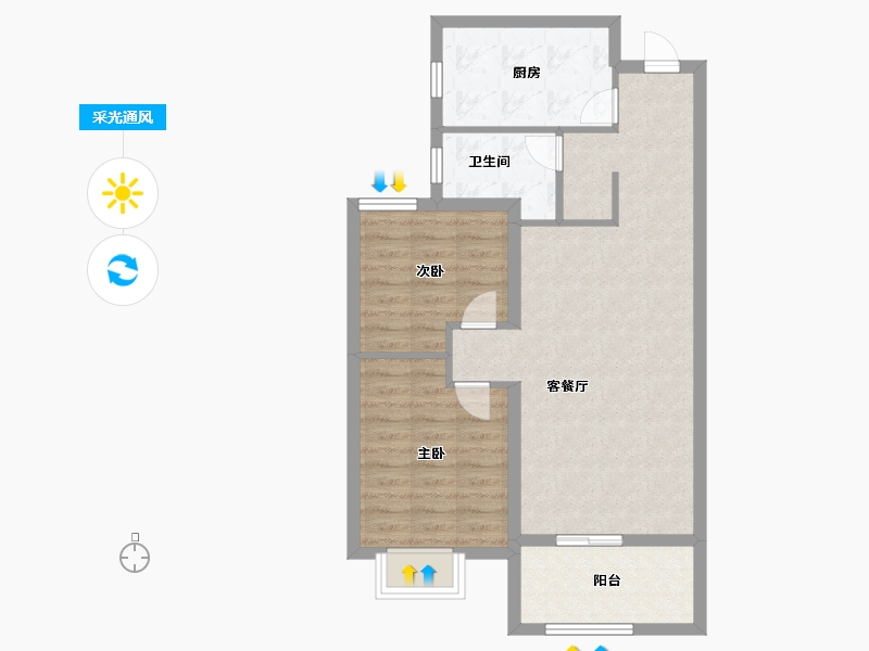 河北省-石家庄市-三盛·明瀚·璞悦长安-72.00-户型库-采光通风