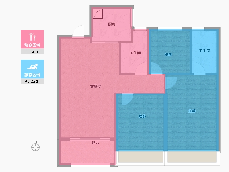 江苏省-无锡市-璞悦滨湖望-84.25-户型库-动静分区