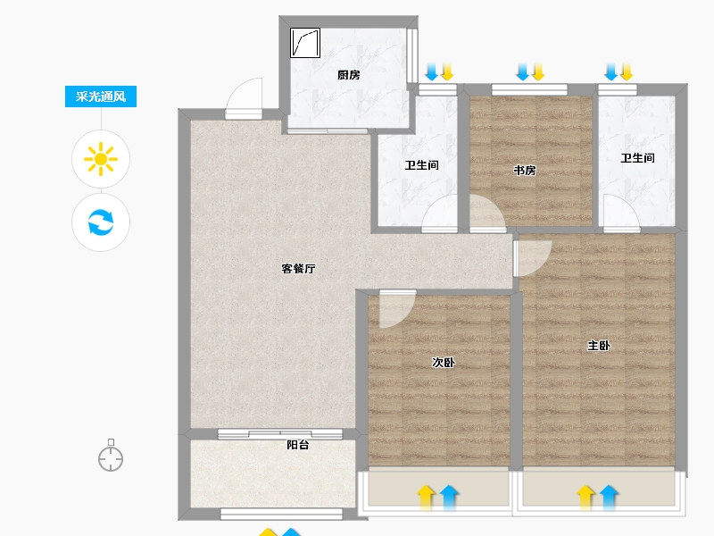 江苏省-无锡市-璞悦滨湖望-84.25-户型库-采光通风