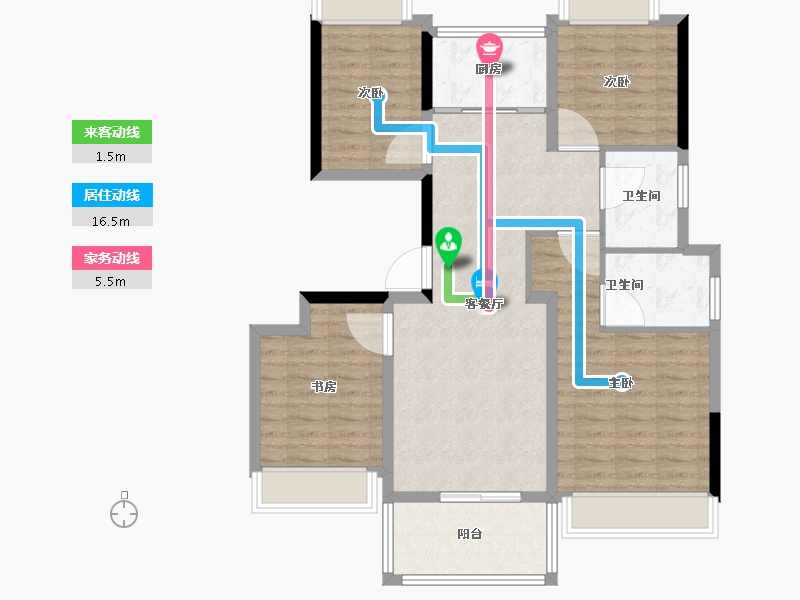 陕西省-西安市-万联锦绣翡翠湾-94.41-户型库-动静线