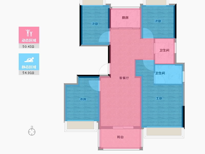 陕西省-西安市-万联锦绣翡翠湾-94.41-户型库-动静分区