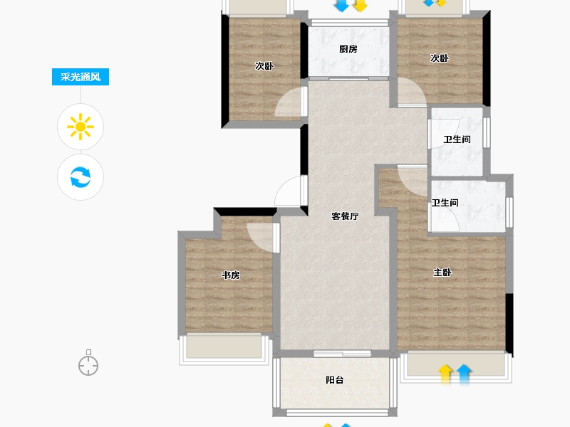 陕西省-西安市-万联锦绣翡翠湾-94.41-户型库-采光通风