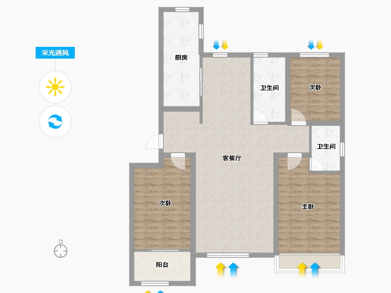 山东省-潍坊市-东方天韵韵和园-110.39-户型库-采光通风