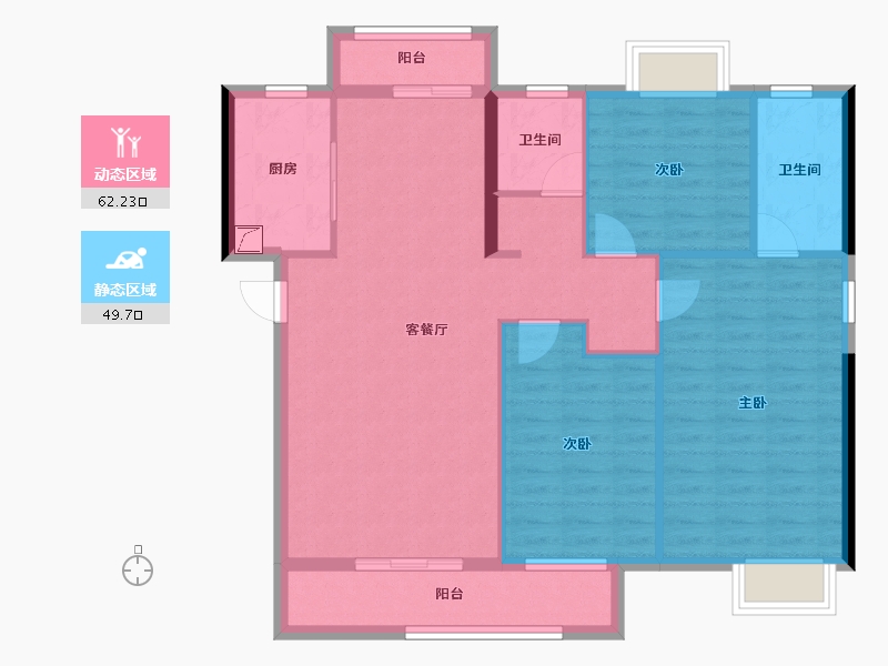 湖北省-武汉市-宝业星毓府-101.37-户型库-动静分区