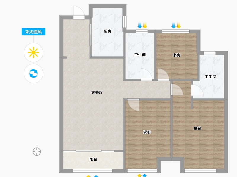 山东省-威海市-富力星光天地-81.40-户型库-采光通风